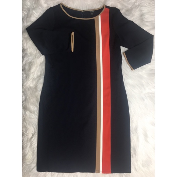 Ann Taylor Ponte Boatneck 3/4 Sleeve Sheath Dress - Picture 2 of 8
